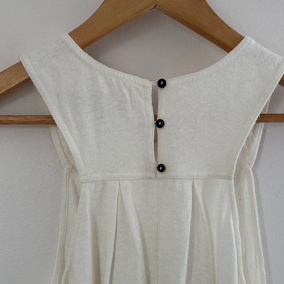 Free People Beach White Sleeveless Cotton Tunic Dress Pleated A-Line Summer Tank - Picture 9 of 9
